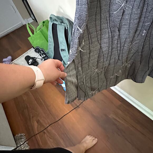 90s Vintage Rabbit Designs Gray Fairy Firefly Dress Goth Grunge Midi Slinky Sz 8 - Picture 8 of 8